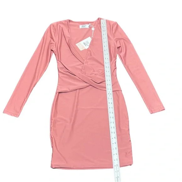 Tiger Mist Long Sleeve Over and Under Dress / Color: Rose / Size: XS - Picture 6 of 7